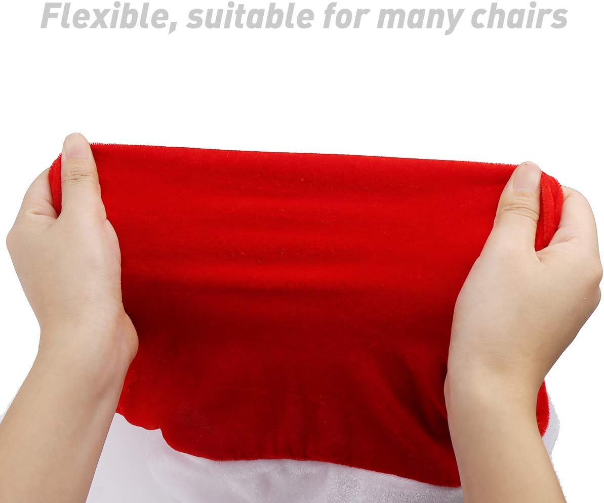 4pc Red Hat Dining Chair Slipcovers,Christmas Chair Back Covers Kitchen Chair Covers for Christmas Holiday Festival Decoration: Home & Kitchen