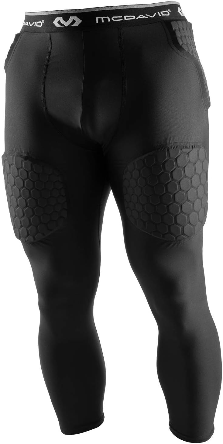 McDavid HEX 5-Pad 3/4 Tight Thudd. Padded for Football and More Sports. Pads on Thighs, Hips, Tailbone. Protection and Compression. Black or White Tights Pants. : Sports & Outdoors