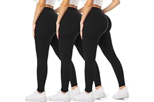 DHSO 3 Pack Leggings for Women, High Waist Tummy Control Yoga Pants Non See-Through Workout Running Tights