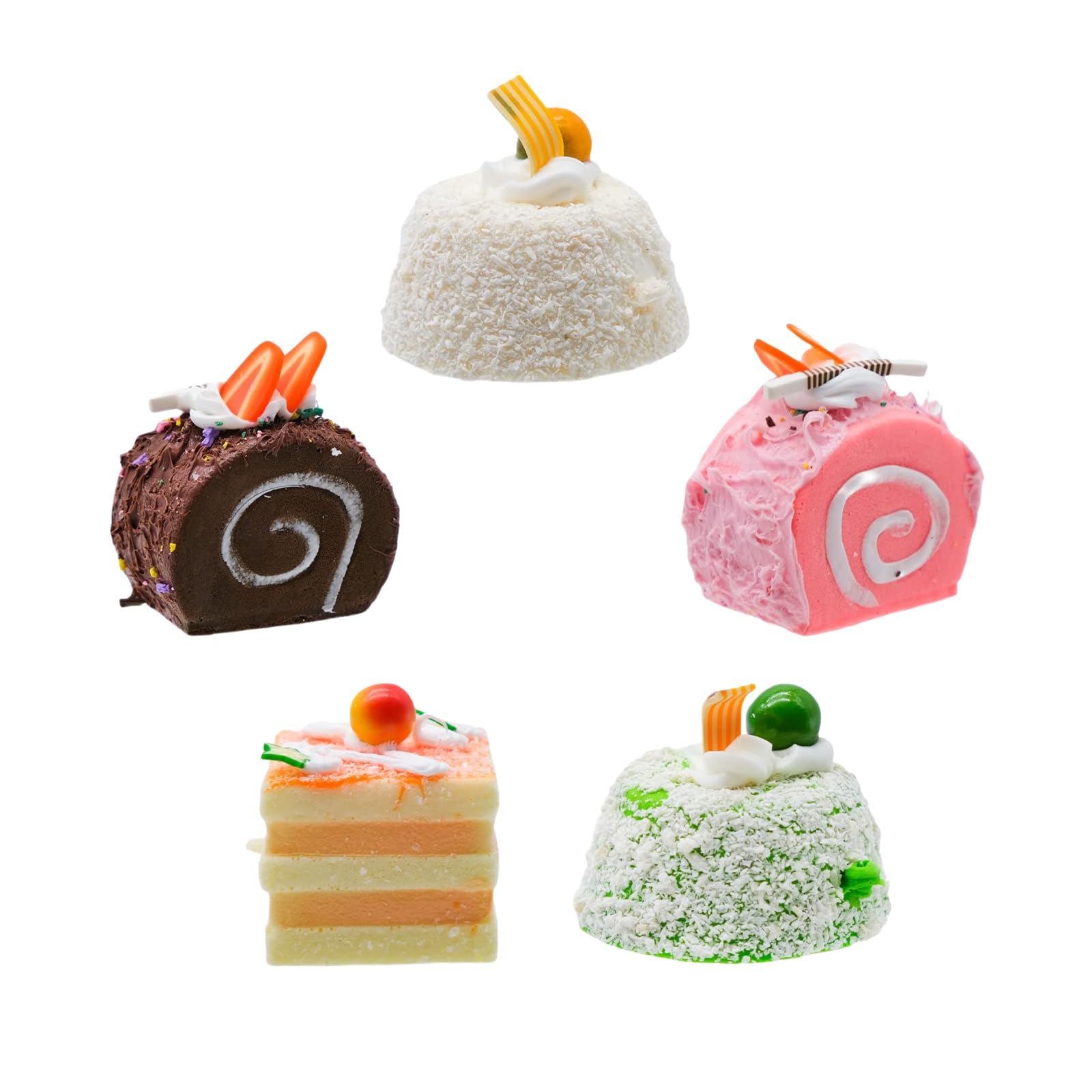 Bakiauli 5 Pieces Artificial Simulation Cake, Fake Cake Realistic Cake Dessert Model Realistic Cupcake Bread Dessert for Kitchen Food Decoration Food Window Display