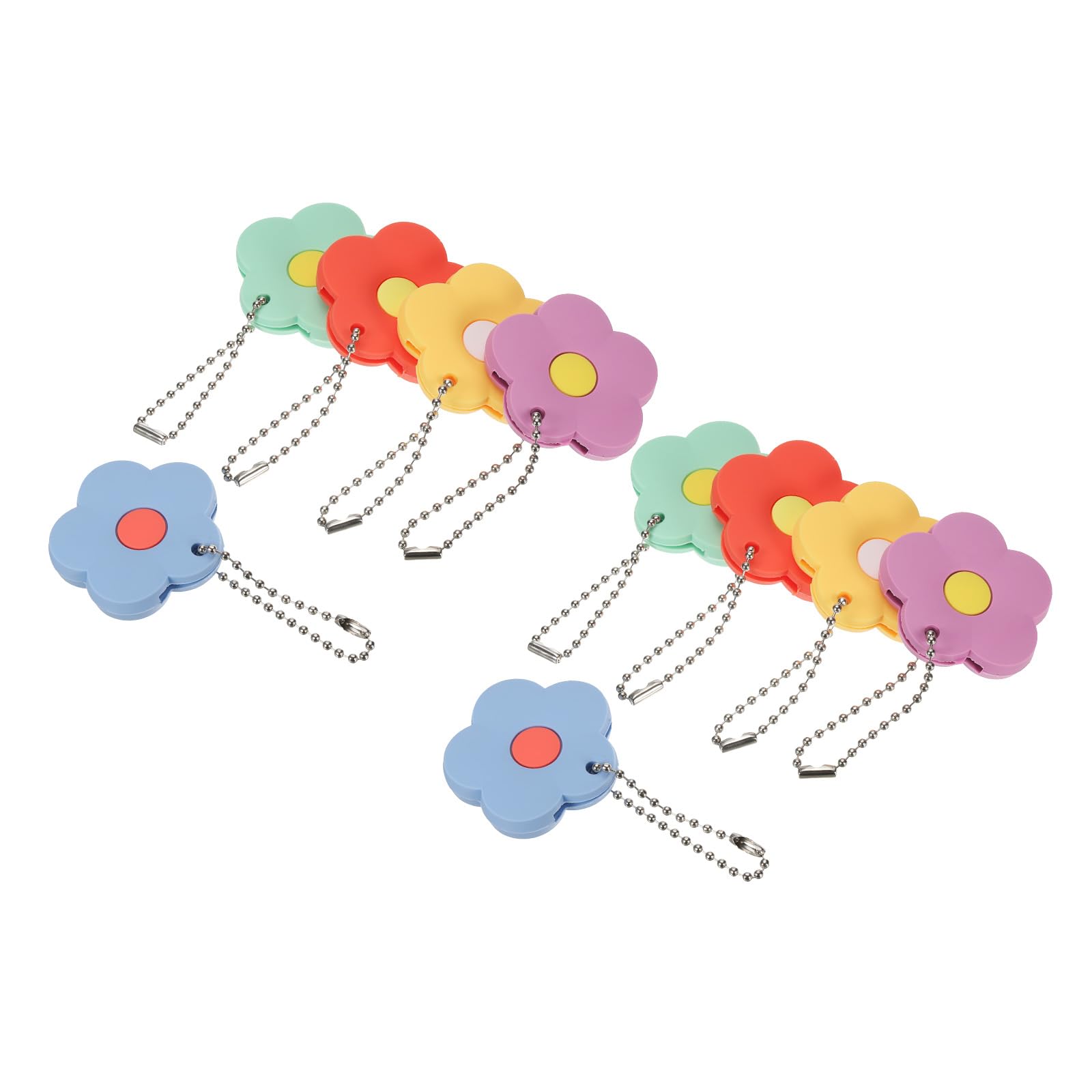 PATIKIL Key Caps Covers, 10 Pack Flower Keys Ring Coding Tags Identifiers PVC Case Shell Protector for Office House Apartment, 5 Assorted Colors