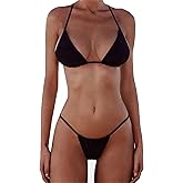 XUNYU Thong Bikini Sets for Women - Brazilian Micro String Bikinis Sexy Two Piece Swimsuit Triangle Top Halter Bathing Suits