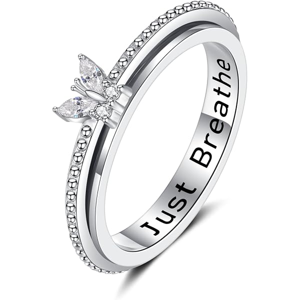 Spinner Ring For Anxiety - 925 Sterling Silver Music Note Fidget Ring, Stress Relief Jewelry For Women & Girls