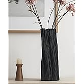 10.7 Inch Matte Black Flower Vase, Organic Nature Shape, OOSTONEE Nordic Modern Style Ceramic Vase, Shelf, Home, Living Room, Coffee Table Centerpiece, Black Vases Home Decor