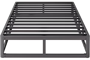 Bednowitz Twin Bed Frame Low to Ground, 7 Inch High Profile Metal Box Spring with Fabric Cover Set, Heavy Duty Noise-Free Mattress Foundation, Easy Assembly