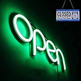 LED Open Sign,16x6 inch Open Sign for Business,With multiple flashing modes, Ideal for Restaurant, Bar, Salon and More,24V/1A Power Supply,with Open/Close Sign (green)
