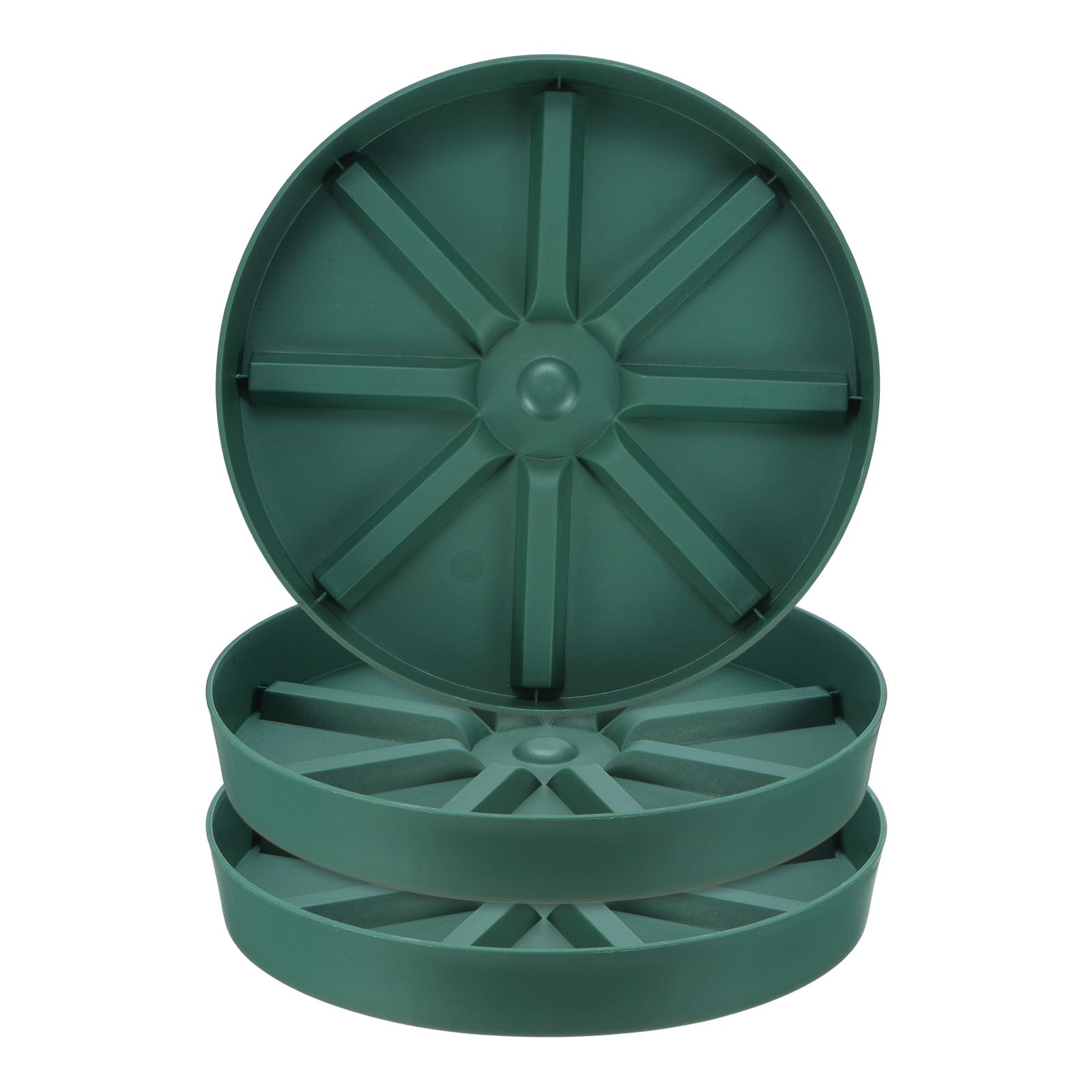 M METERXITY 3-Pack Plant Saucer, 9 Inch Flower Pot Saucers, Thicker Anti-Rot Root Plastic Plant Saucer for Indoor/Outdoor Potted Plant/Plant Water Catcher Tray [Green]