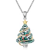 FLYOW Holiday Necklaces 925 Sterling Silver Lighthouse/Christmas Tree/Cardinal/Lady Justice Necklace for Women Jewelry for Christmas Graduation