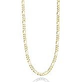 Miabella Italian 18K Gold Plated 925 Sterling Silver 5mm Figaro Link Chain Necklace for Women Men, 925 Made in Italy