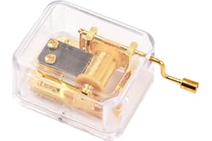 18 Notes Clear Acrylic Music Box Hand Crank DIY Mechanical Music Box Classic Musical Ornaments DIY Craft Gift for Birthday Fe