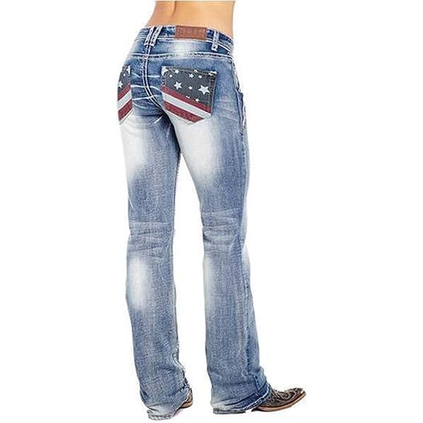 Glkaend American Flag High Waist Bootcut Jeans for Women,CX-007