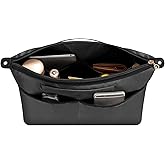 SDANG Purse Organizer Insert Fit for Saint Louis,Neverful and More Bag,Leather Edge Multiple Pockets Tote Bag Organizer with Handle,Lightweight Medium Purse Liner have Zipper (Dark Grey,Large)