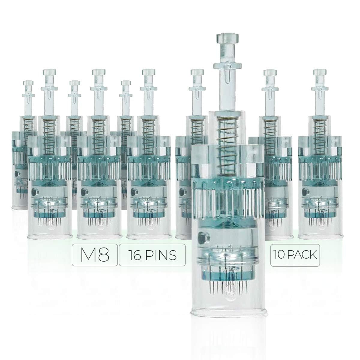 Micro Needles Cartridges Fit with Dr. Pen Ultima M8-16Pin Needle Cartridges For Electric Derma Stamp Pen Auto Microneedle Therapy System - 10 Pack