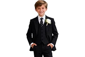 YOTSAISPRING Retro Tweed Boys Suit 3 Piece Slim Fit Herringbone Jackets Set Wool Blend Suits Blazer Vest Pants Tux Wedding Outfit for Boy