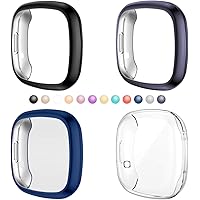 CAVN 4 Packs Screen Protector Case Compatible with Fitbit Sense/Versa 3, Full Coverage Soft TPU Protective Screen Cover…