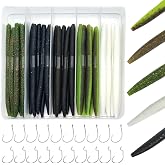 SANTKOL Senko Wacky Worms - Soft Plastic Lures, 30pcs Rubber Worms, 4-5 inches for Bass Freshwater &amp; Saltwater Fishing