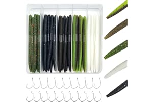 SANTKOL Senko Wacky Worms - Soft Plastic Lures, 30pcs Rubber Worms, 4-5 inches for Bass Freshwater & Saltwater Fishing
