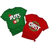 AMWIPE Christmas Shirts for Couples - Xmas Graphic Tshirt Funny Holiday Matching Outfit Sets