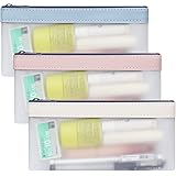 Toplive 3 Pcs Pencil Case Set, Clear Pencil Pouches, TPU Zipper Pen Case Bag, Pencil Storage Pouch, Makeup Bag for Women, Por
