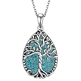 SCZKLAQ Turquoise Necklaces for Women 925 Sterling Silver Tree of Life Necklace Vintage Western Turquoise Jewelry for Women