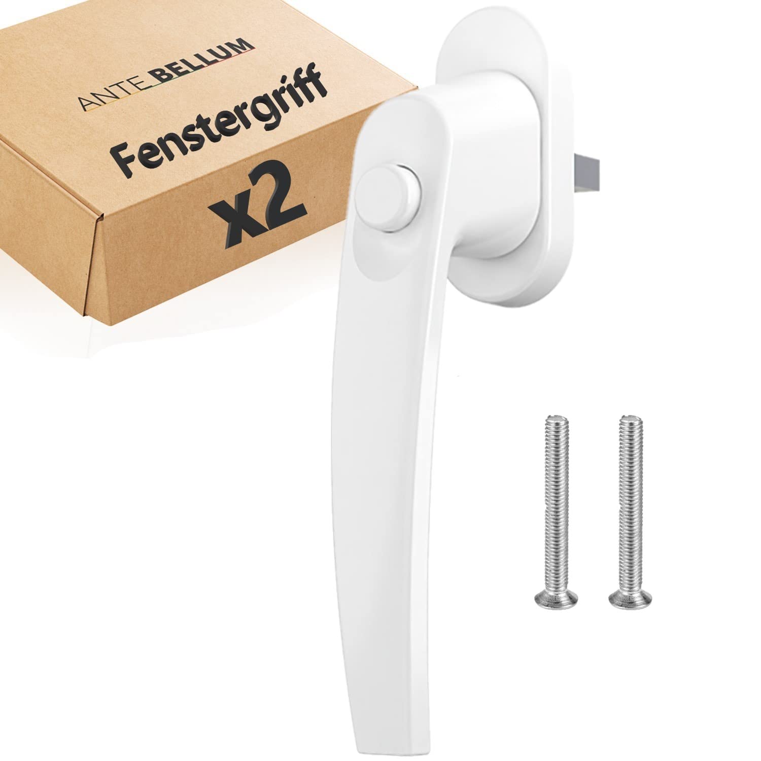 Child Safety Window Handle with Push Button for Additional Safety Aluminium White Patio Door Handle with 35 mm Long Pin (RAL 9016, Pack of 2)