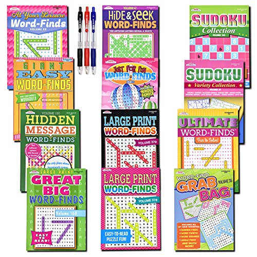 Variety Savings 12-Pack 950+ Sudoku Book, Sudoku Puzzles for Adults, Large WordSearch Puzzle for Adults, Aging Seniors Brain Stimulation Activity Book (Variety Pack Bulk), Paperback - Large 8x10