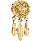 Lkwidi Gold-plated Dream Catcher Charm 925 Sterling Silver Pendant,Jewelry Beads Gifts for Women Bracelet&Necklace