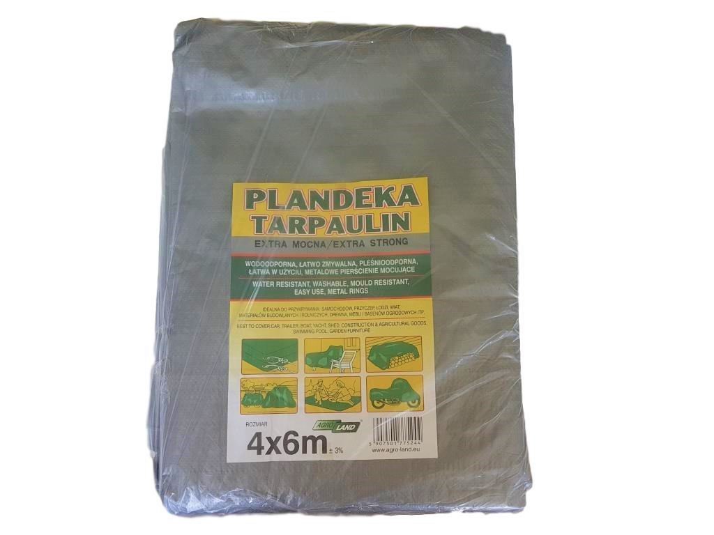 4 x 6 m Extra Strong GREY 110g/m2 Tarpaulin Ground Sheet with metal rings Covers Sunshading Hammock Tent Portable Waterproof Cover Cloth Car roof Lightweight For Outdoor Hiking Camping