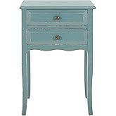 SAFAVIEH Home Collection – Lori Pale Blue & White Smoke End Table with Two Storage Drawers, French Farmhouse Accent Table, Sc