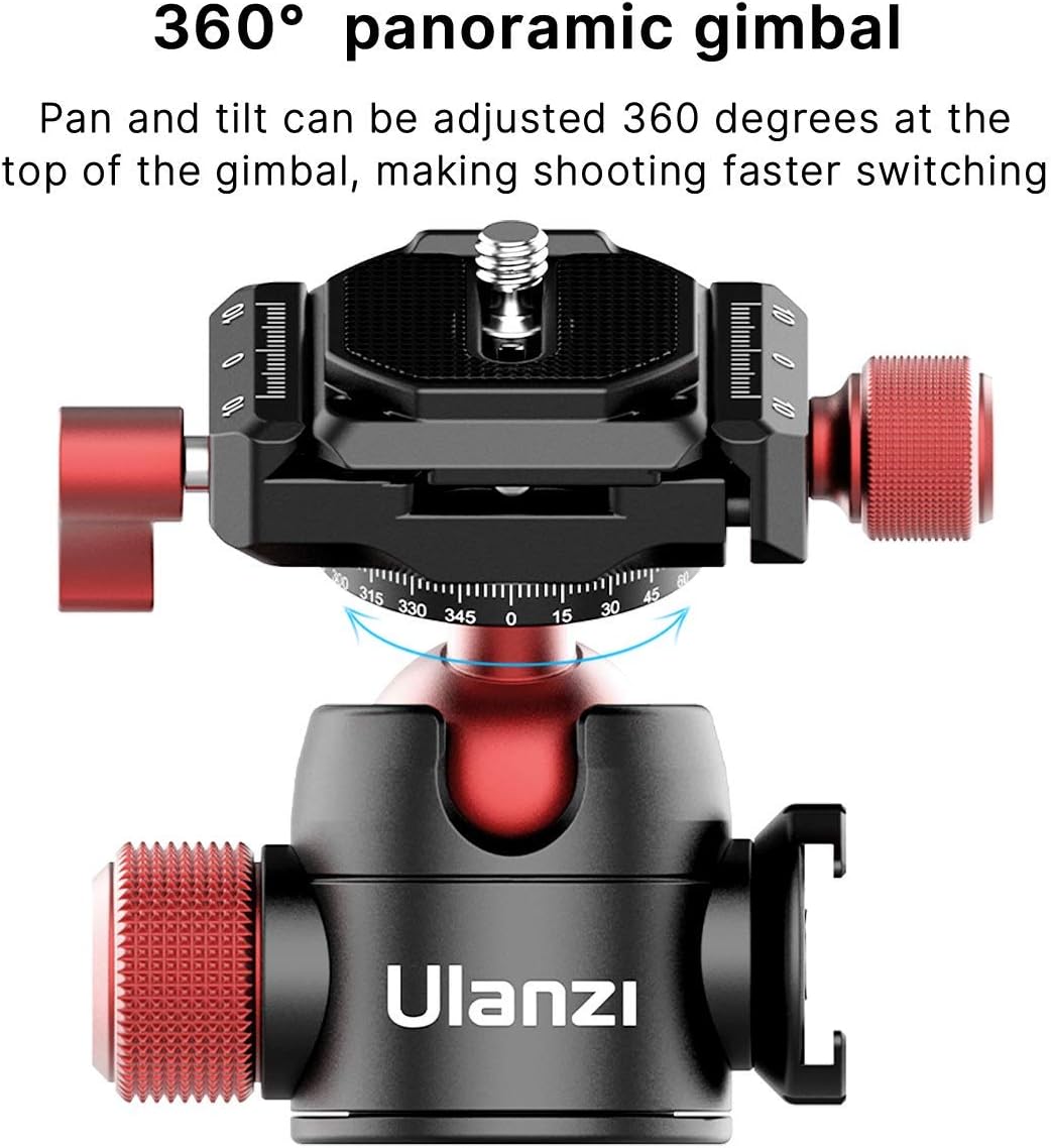 Tripod Head Quick Release Plate ULANZI U-70 Professional Metal 360° Panoramic Ball Head with Quick Release Plate & Cold Shoe, 44lbs/20kg Load, for Tripod, Monopod, Slider, DSLR, Camera, Camcorder : Camera & Photo