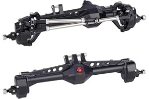 POWMOK Vanquish F10 Portal Axles, 1/10 RC Aluminum CNC Complete F10 Front & Rear Axles with CNC Machined High Strength Steel Gears for 1/10 RC Crawler Vanquish VS4-10 Axial SCX10 II Upgrades (Black)