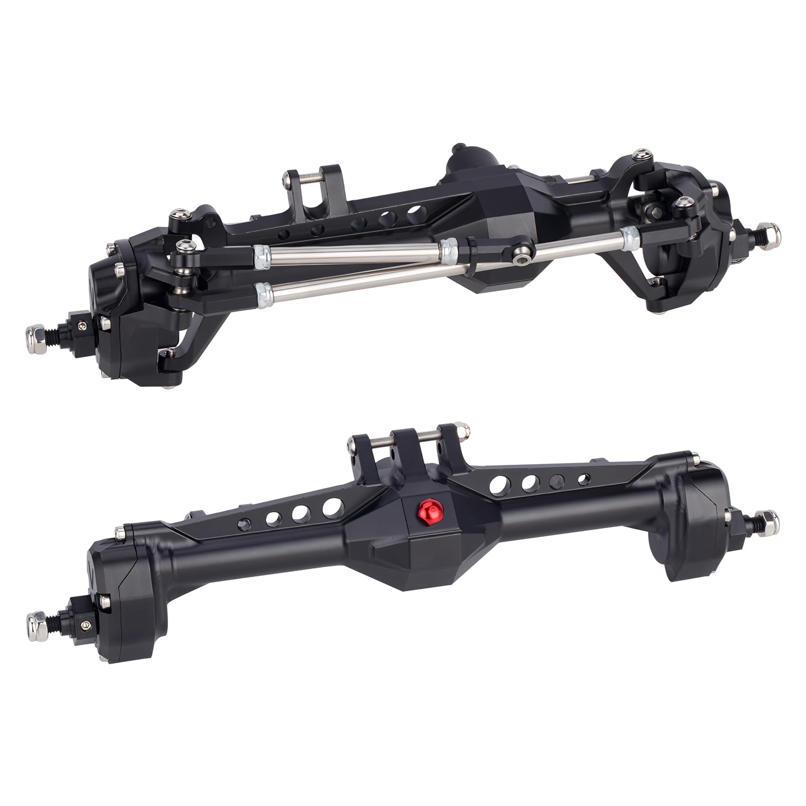 Photo 1 of Vanquish F10 Portal Axles, 1/10 RC Aluminum CNC Complete F10 Front & Rear Axles with CNC Machined High Strength Steel Gears for 1/10 RC Crawler Vanquish VS4-10 Axial SCX10 II Upgrades (Black)