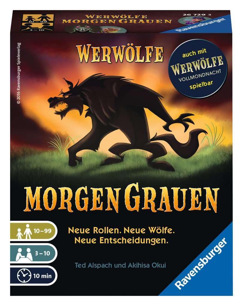 Ravensburger 26729 Werewolves MorgenGrauen, Game Series from 10 Years, Board Game for 3-10 Players, Party Game, White