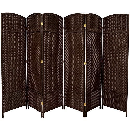 AVIGNON HOME 6 ft. Tall-Extra Wide-Diamond Weave Fiber Room Divider,Double Hinged,6 Panel Room Divider/Screen, Room Dividers and Folding Privacy Screens Freestanding Room Dividers(Dark Mocha, 6 Panel)