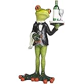 ICE ARMOR 7" H Frog Bartender Serving Wine Figurine Statue Sculpture Ornament Decor for Housewarming, Holidays, Christmas for Men/Women