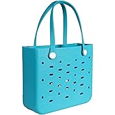 PoVwlty Rubber Beach Bag for Men & Women, Water-resistant Travel Tote Bag for the Beach Boat Pool
