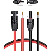 BougeRV 30 Feet 10AWG Solar Extension Cable with Female and Male Connector | with Extra Pair of Connectors Solar Panel Adaptor Kit Tool for RV, Van, Boat, Off-Grid Power System (30FT Red + 30FT Black)