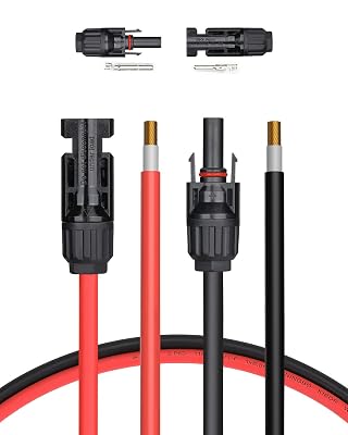 BougeRV 40 Feet 10AWG Solar Extension Cable with Female and Male Connector with Extra Pair of Connectors Solar Panel Adaptor Kit Tool (40FT Red + 40FT Black)