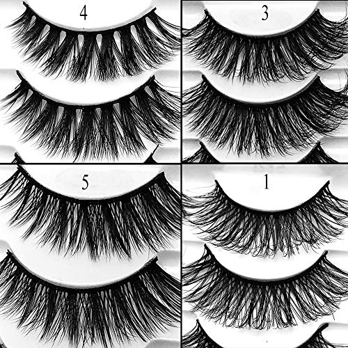 Mixed 3D Mink False Eyelashes Dramatic Long Fake Lashes Full Strips Thick Cross Wispy Volume Fluffy Eye Makeup Tools 5 Pairs - Thumbnail 5
