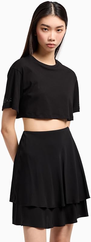 Women's Arte Sella, Crop fit, Studs Logo Lettering,Regular Fit,Black,XS
