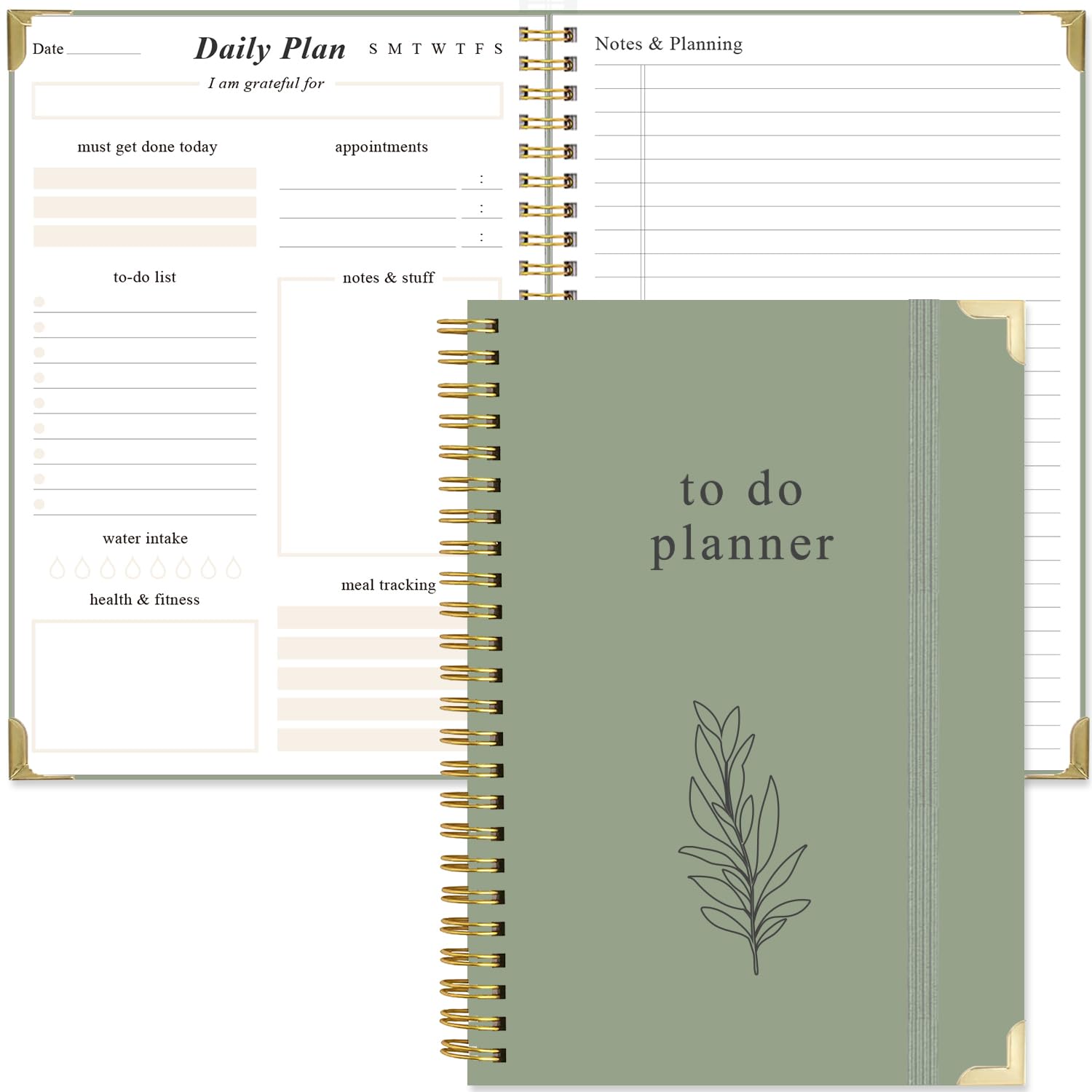 To Do List Notebook - Aesthetic Daily Planner to Easily Organize Your Tasks And Boost Productivity - Undated Planner for School or Office Supplies, 5.8" x 8.5", Green