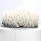 Arm Knitting Yarn for Chunky Braided Knot Throw Blanket DIY, Soft Extra Cotton Washable Tube Bulky Giant Yarn for Weave Craft Crochet,Milk White 2.2LB