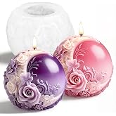 Spherical Moon Flower Silicone Mold Candle Molds for Crafts 3D Silicone Molds with Moon Rose Relief Home Decorations Flower Candle Mold DIY Soap Gypsum Scented Candles Resin Casting Ornaments Mould