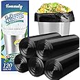 1.3 Gallon 120 pcs (1.2-1.3 Gal) Small Black Trash Bags, Strong 1.2 Gallon 1.3 Gallon Garbage Bags, Bathroom Trash Can Bin Liners,Mini Bags Waste Basket Liner,Fit 5-6 Liter, 1-1.3 Gal-Black-120