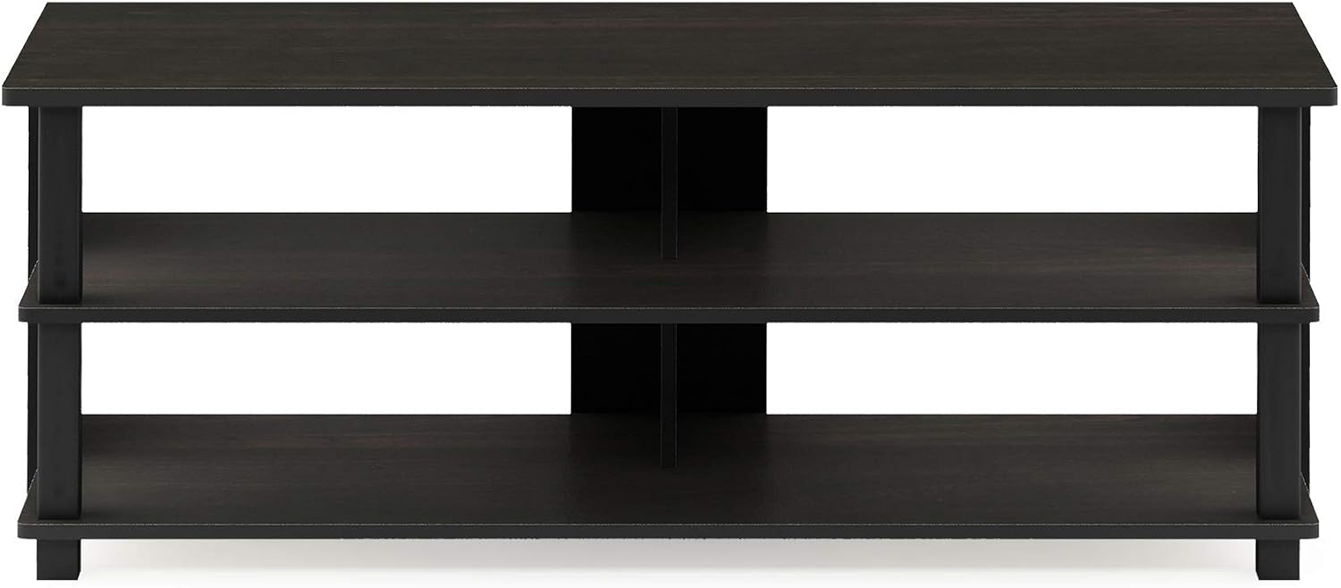 Furinno SULLY TV Stand, 3-Tier Entertainment Center, TV Console for TV up to 48 Inch, for Living Room Bedroom, Espresso