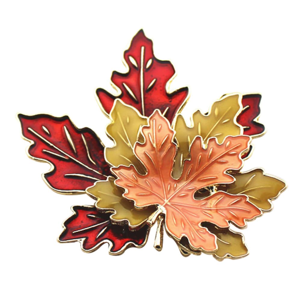 Maple Leaf Brooch Pin Enamel Autumn Brooch Pin Fall Jewelry Lapel Pin Corsage for Blouse Jacket Coat Handbag Thanks Giving Gift