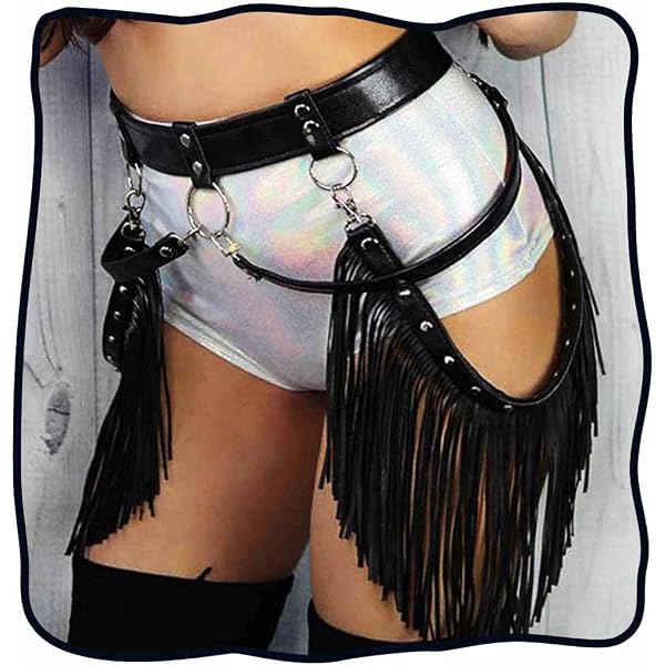 2438 Women Sexy Punk Pu Leather Belts Tassel Rave Body Chain Harness Accent Women Sexy Punk PU Leather Belts Tassel Rave Body Chain  main image 4