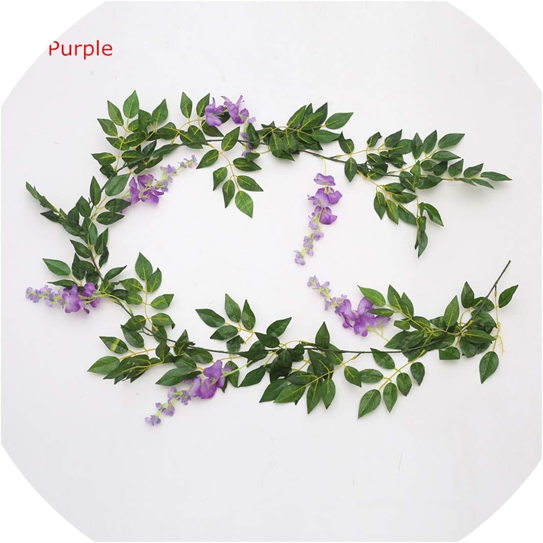 Amazon Com 200cm Long Strip Artificial Wisteria Flower Vine Wall Hanging Decoration Simulation Fake Flowers Vines Home Wedding Decoration Purple Home Kitchen