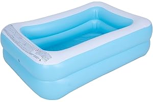 OUTRAVELER Inflatable Kiddie Swimming Pool,Outdoor Blow Up Rectangular Pool for Kids and Toddler(61"x42.5"x18")