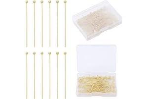 DADIFEN 14k Brass Gold Head Ball Pins 150 pcs Head Pins for Jewelry Making 1.57 Inch(40mm) 22 Gauge Straight Head Pins Jewelry Making Supplies Craft Earring Bracelet Necklace